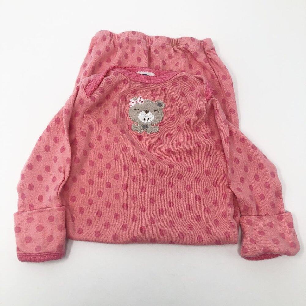 Gerber Baby Girl Long Sleeve Polka Dot Pink Gown 0-6M